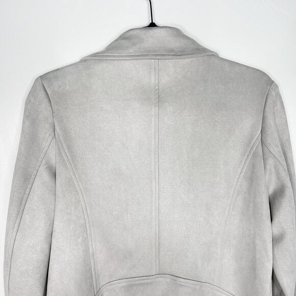 Bagatelle Collection Womens Medium M Gray Faux Suede Moto Jacket Asymmetrical - Picture 7 of 14